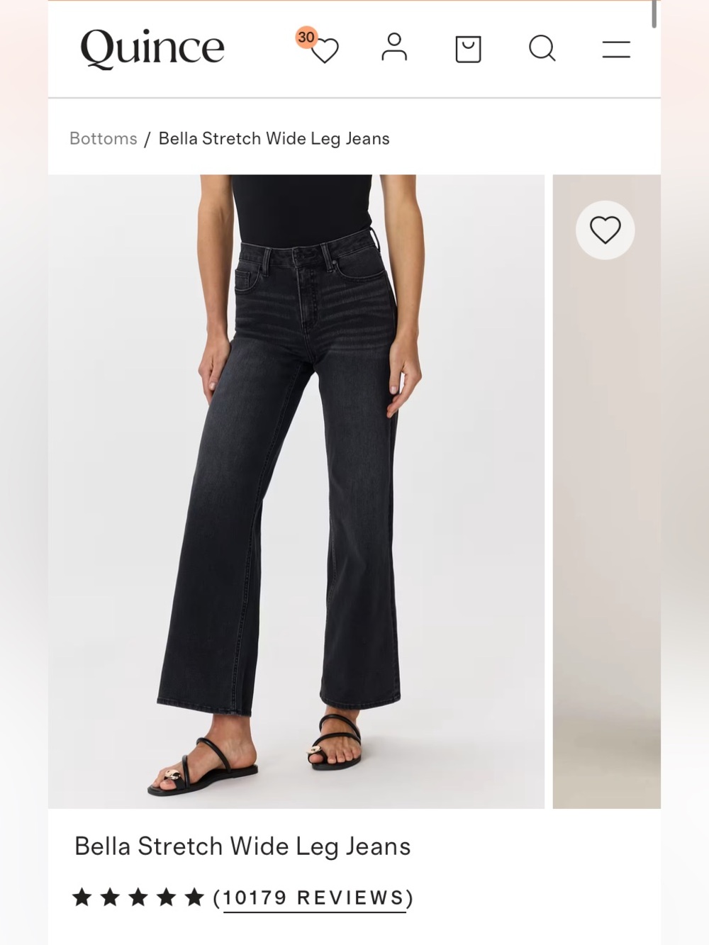 Quince Bella Stretch Wide Leg Jeans - Black Wash
